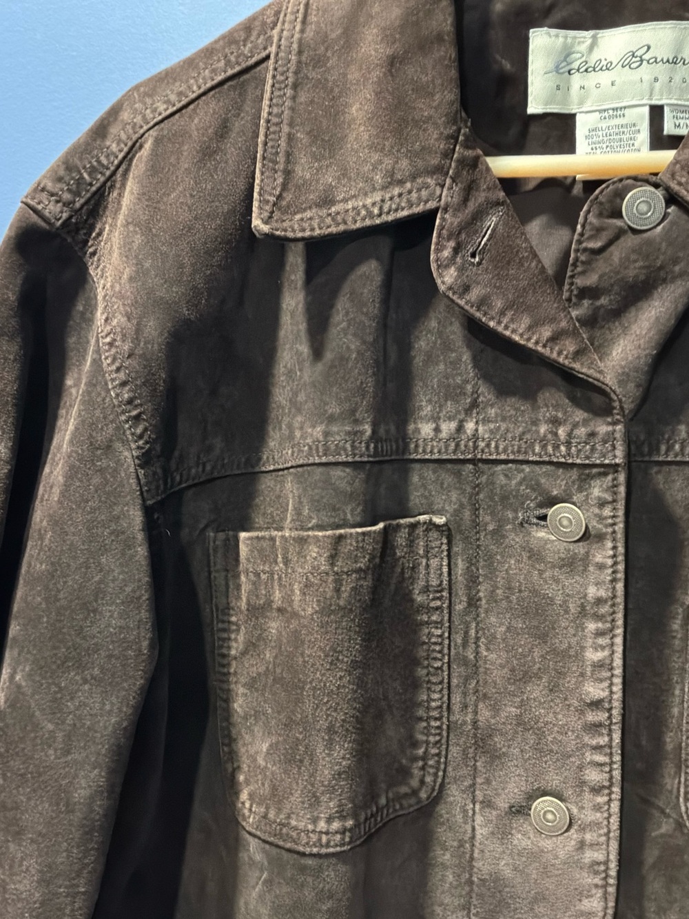 Eddie Bauer Women's Dark Brown Suede Button-Front Jacket - Picture 3 of 6